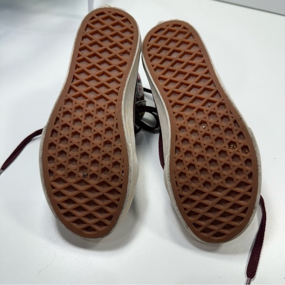 Vans Kids Floral High-Top Shoes - Burgundy and White - Picture 13 of 13